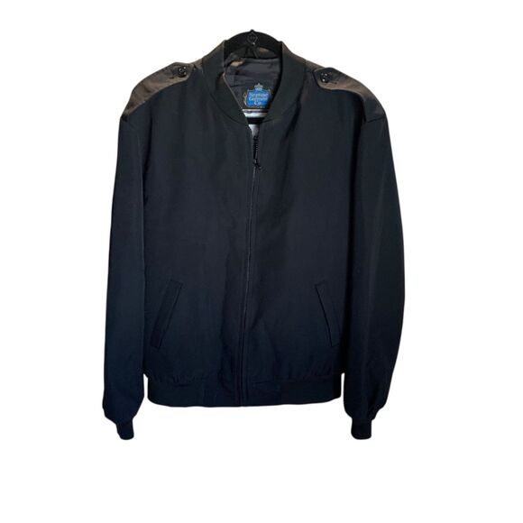 Neptune Garment Company Mens Black Bomber Jacket 44L Lined Wool Blend Warm - Picture 1 of 7
